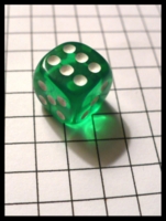 Dice : Dice - 6D - Green Clear Smaller With White Pips Pillow Shape
